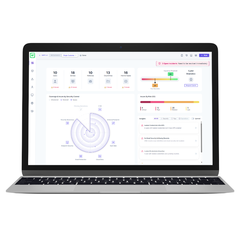 Guardz unified cybersecurity dashboard